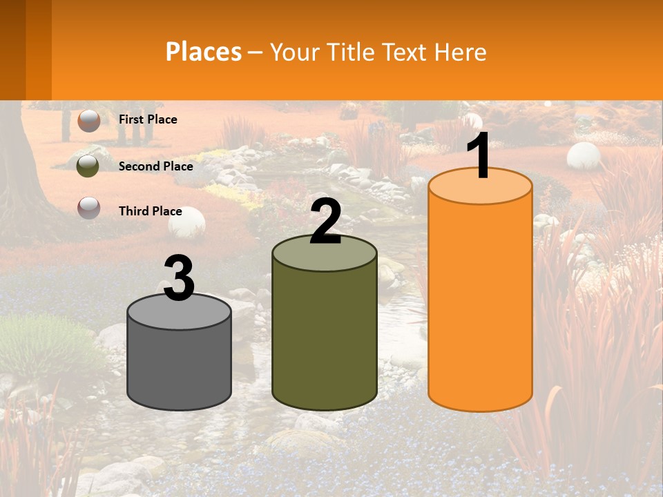 A Picture Of A Garden With Rocks And Plants PowerPoint Template