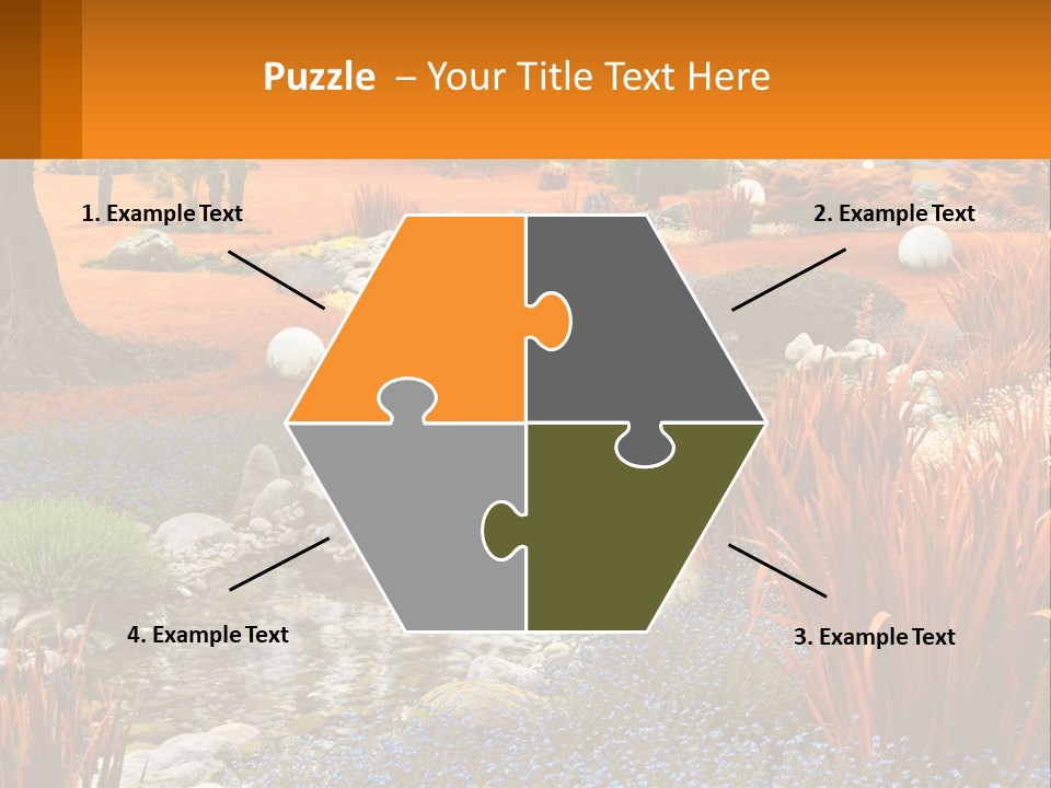 A Picture Of A Garden With Rocks And Plants PowerPoint Template