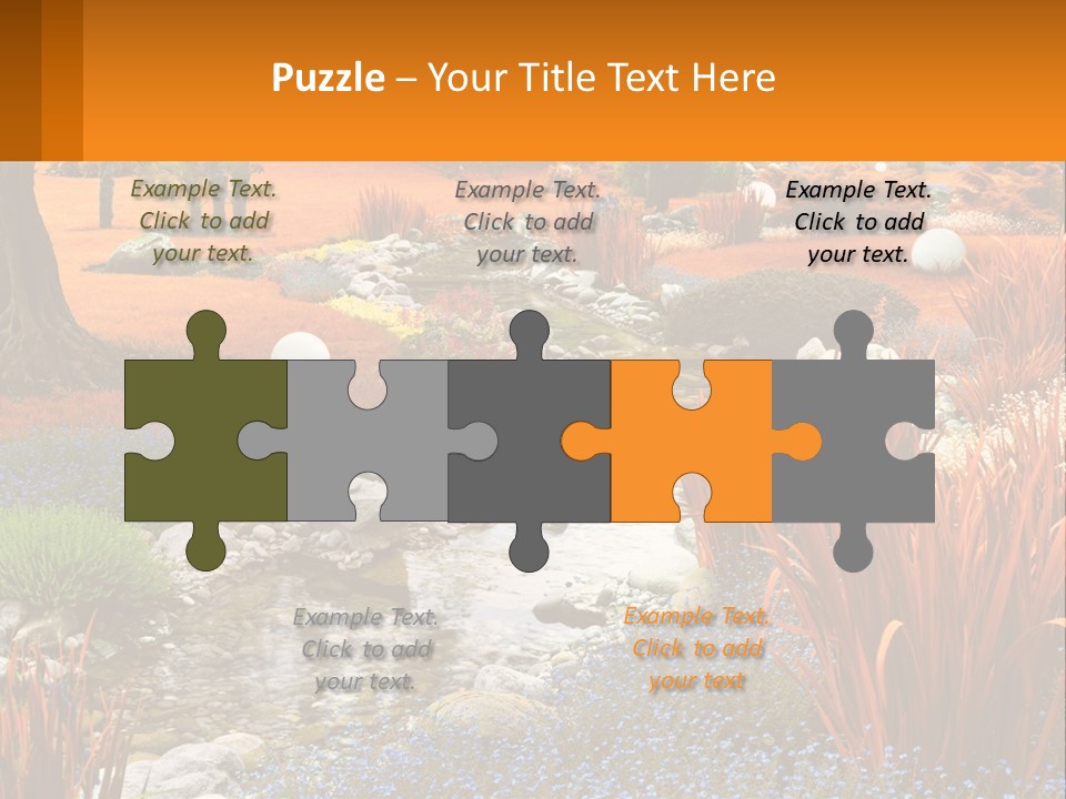 A Picture Of A Garden With Rocks And Plants PowerPoint Template