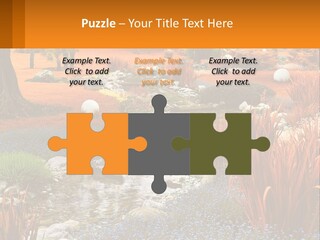 A Picture Of A Garden With Rocks And Plants PowerPoint Template