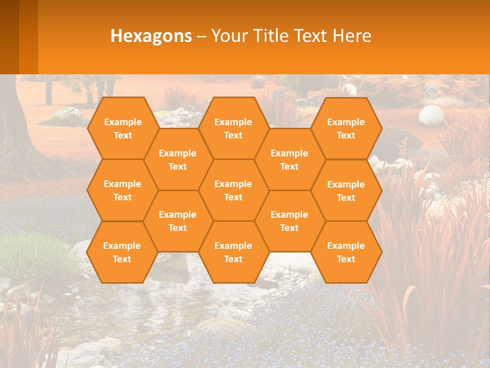 A Picture Of A Garden With Rocks And Plants PowerPoint Template