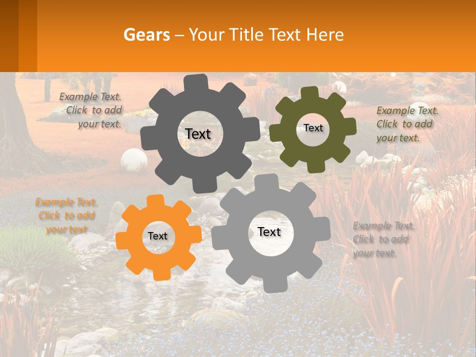 A Picture Of A Garden With Rocks And Plants PowerPoint Template