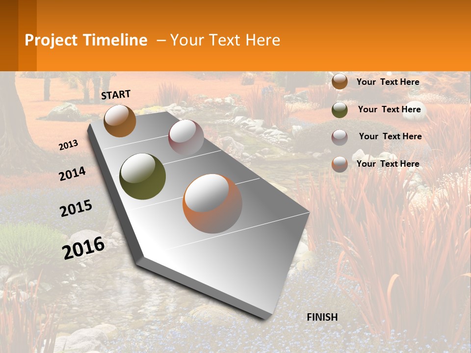 A Picture Of A Garden With Rocks And Plants PowerPoint Template