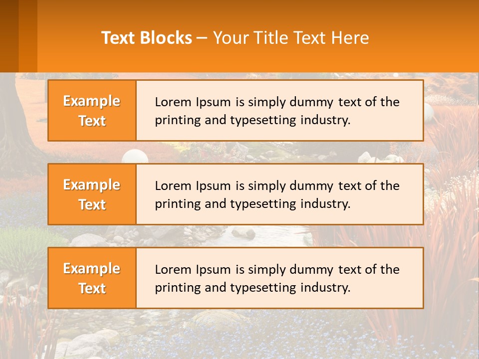 A Picture Of A Garden With Rocks And Plants PowerPoint Template