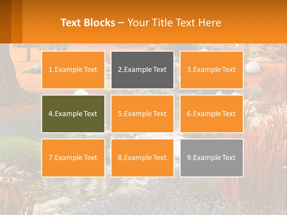 A Picture Of A Garden With Rocks And Plants PowerPoint Template