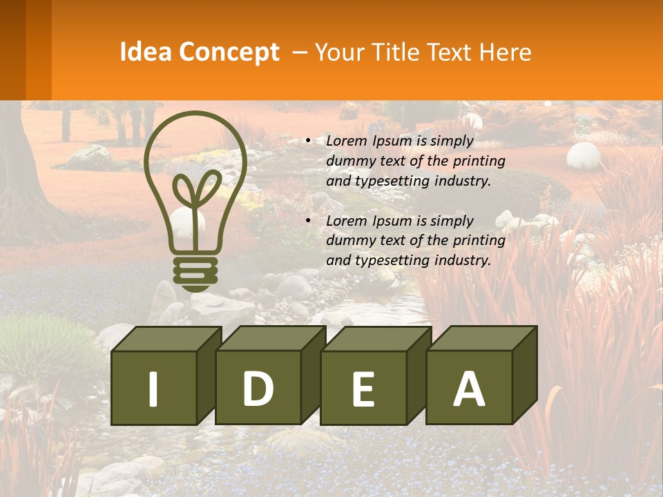 A Picture Of A Garden With Rocks And Plants PowerPoint Template