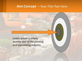 A Picture Of A Garden With Rocks And Plants PowerPoint Template