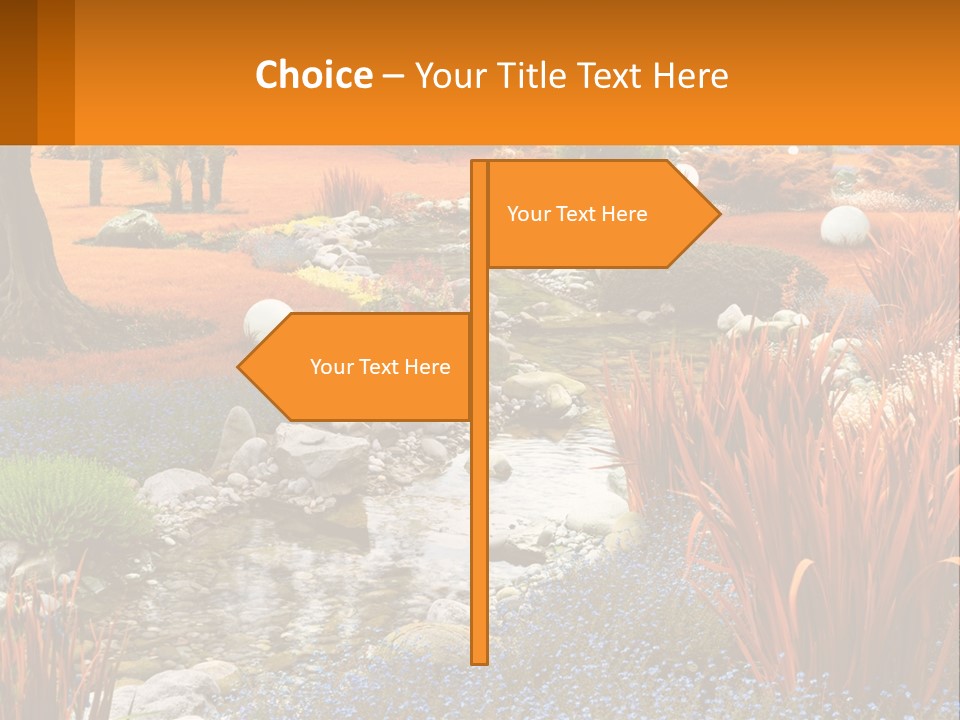 A Picture Of A Garden With Rocks And Plants PowerPoint Template
