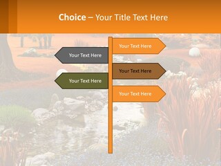 A Picture Of A Garden With Rocks And Plants PowerPoint Template