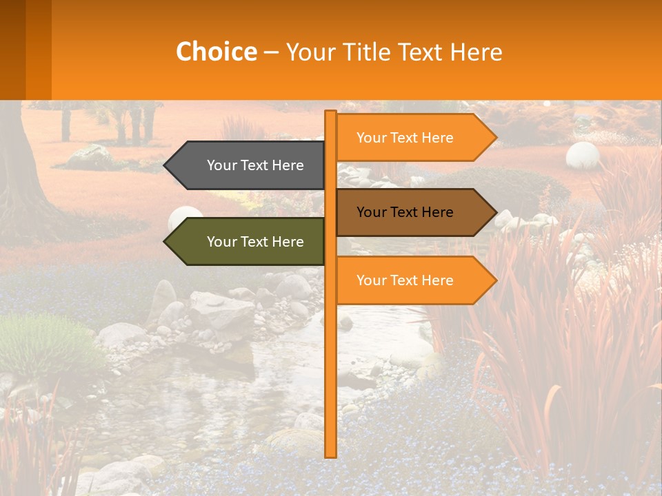 A Picture Of A Garden With Rocks And Plants PowerPoint Template