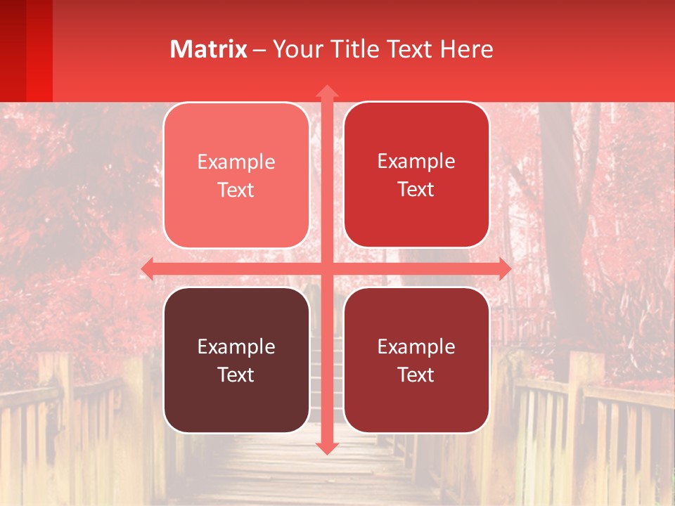 A Picture Of A Red Forest With Stairs PowerPoint Template