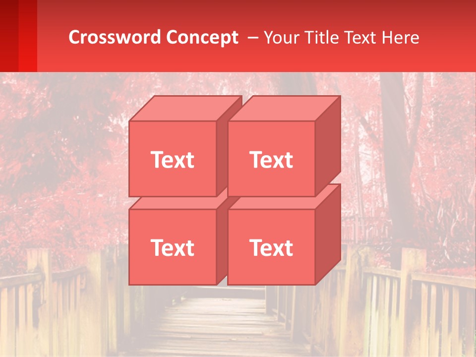 A Picture Of A Red Forest With Stairs PowerPoint Template