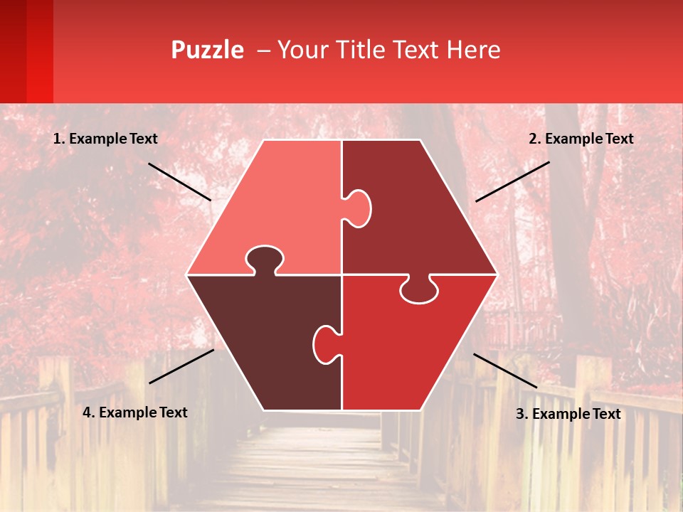 A Picture Of A Red Forest With Stairs PowerPoint Template