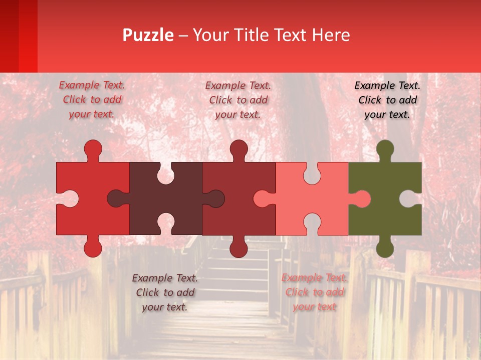 A Picture Of A Red Forest With Stairs PowerPoint Template