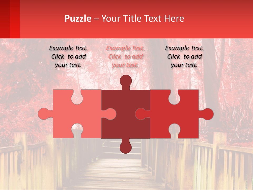 A Picture Of A Red Forest With Stairs PowerPoint Template