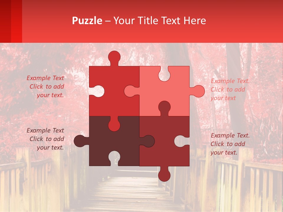 A Picture Of A Red Forest With Stairs PowerPoint Template