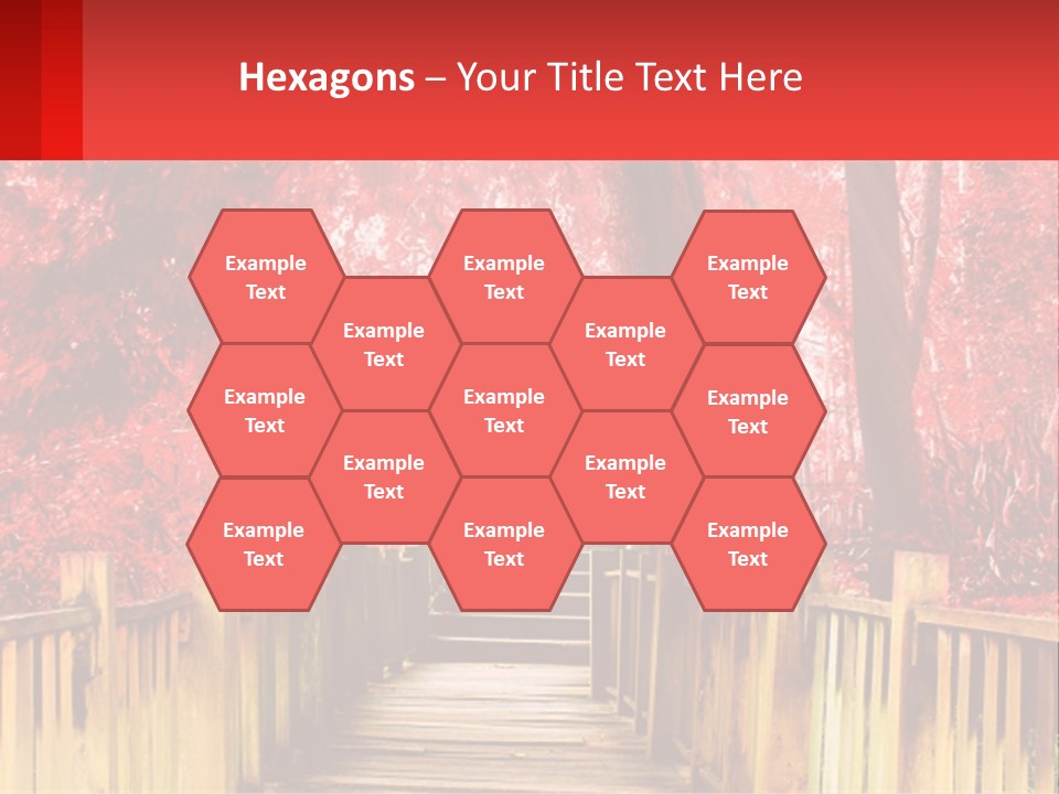 A Picture Of A Red Forest With Stairs PowerPoint Template