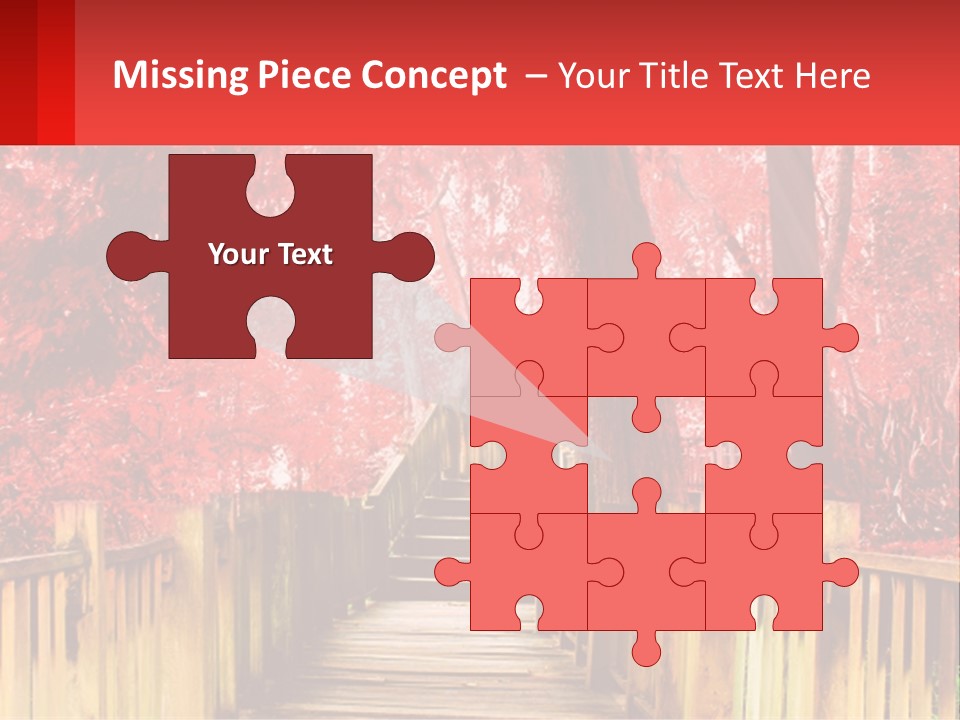 A Picture Of A Red Forest With Stairs PowerPoint Template