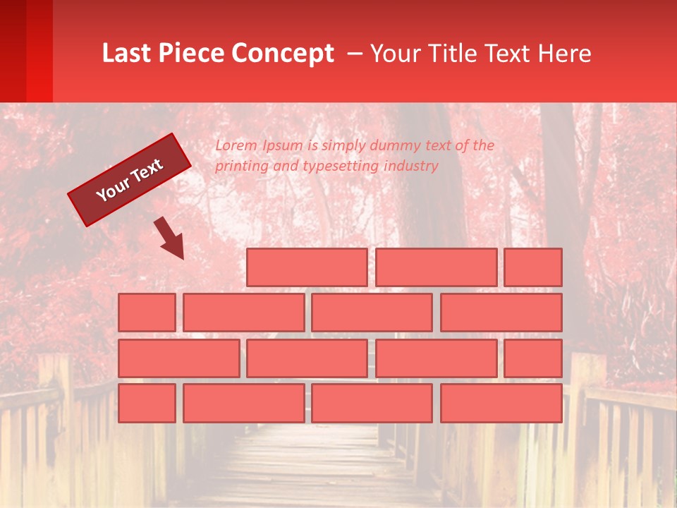 A Picture Of A Red Forest With Stairs PowerPoint Template