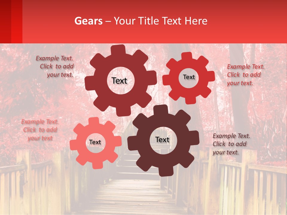 A Picture Of A Red Forest With Stairs PowerPoint Template