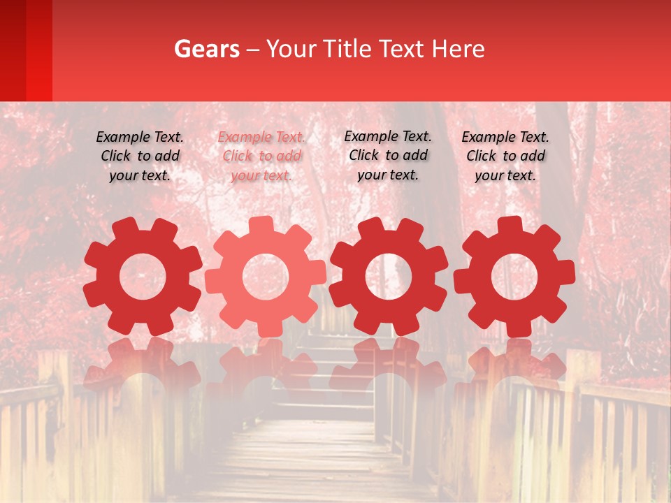 A Picture Of A Red Forest With Stairs PowerPoint Template