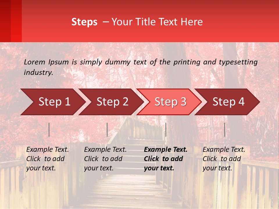 A Picture Of A Red Forest With Stairs PowerPoint Template