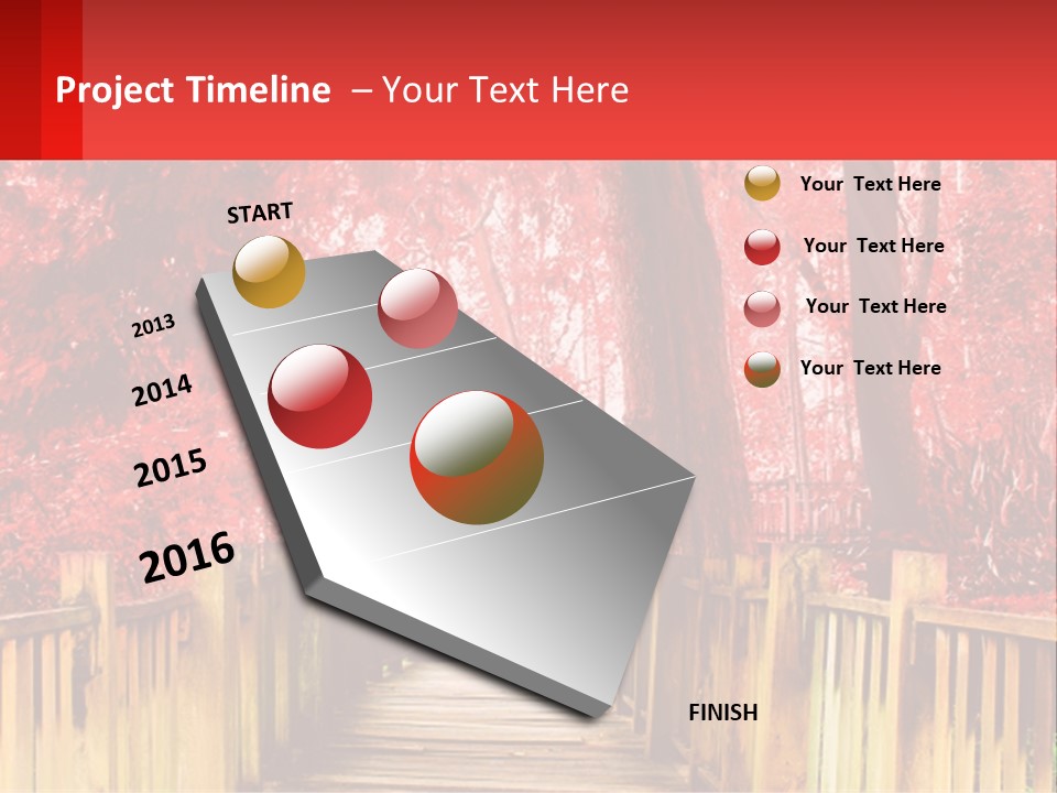 A Picture Of A Red Forest With Stairs PowerPoint Template