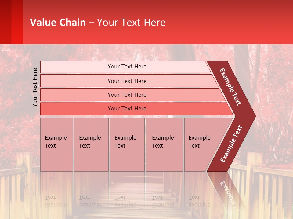 A Picture Of A Red Forest With Stairs PowerPoint Template
