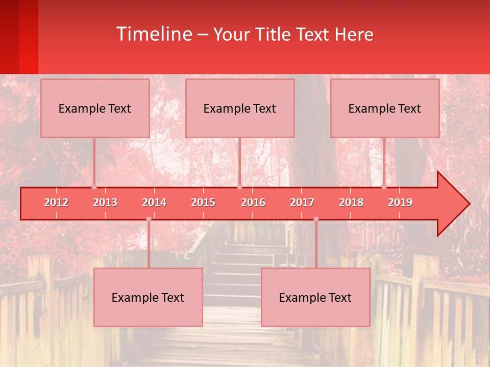 A Picture Of A Red Forest With Stairs PowerPoint Template