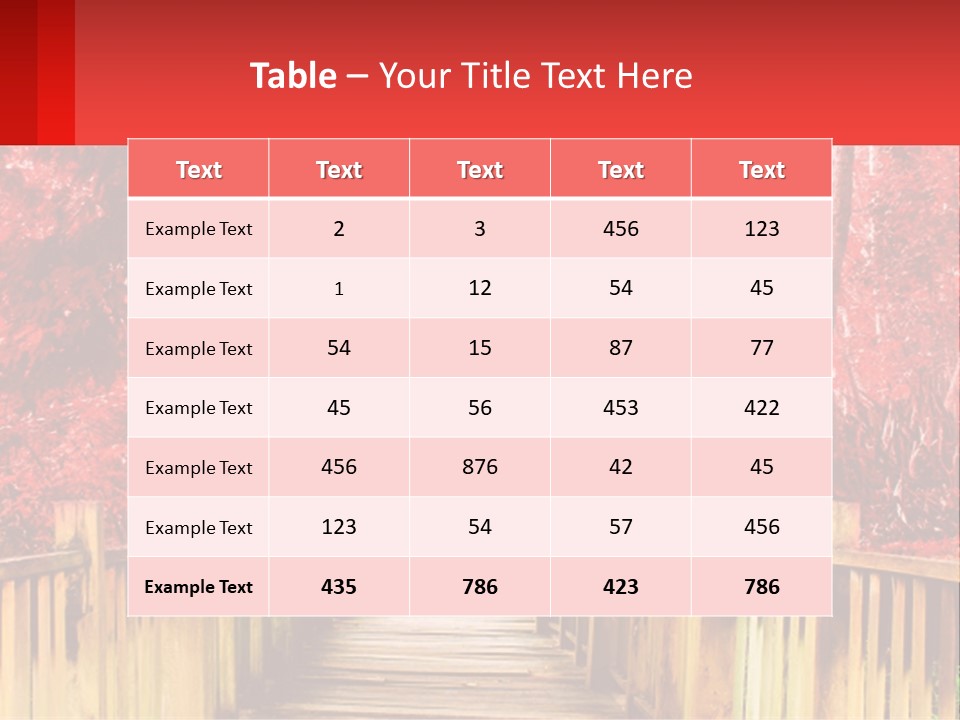 A Picture Of A Red Forest With Stairs PowerPoint Template