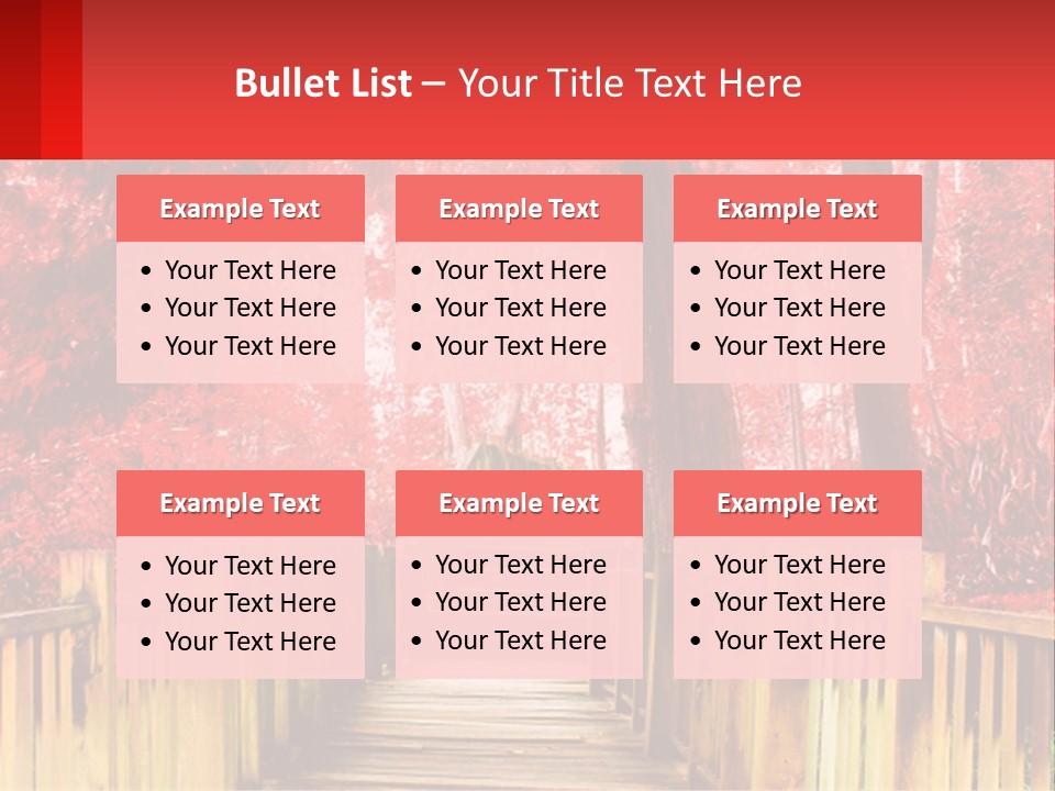 A Picture Of A Red Forest With Stairs PowerPoint Template