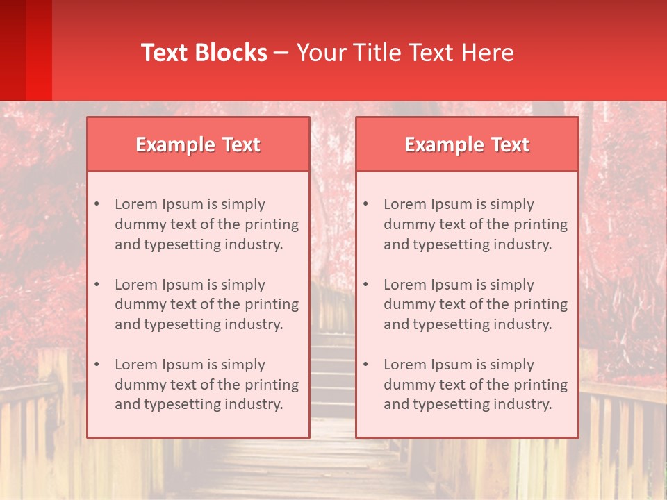 A Picture Of A Red Forest With Stairs PowerPoint Template