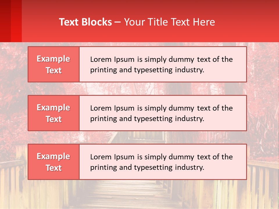 A Picture Of A Red Forest With Stairs PowerPoint Template