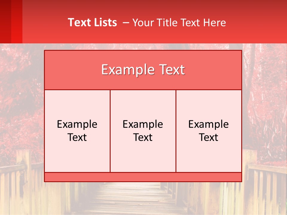 A Picture Of A Red Forest With Stairs PowerPoint Template