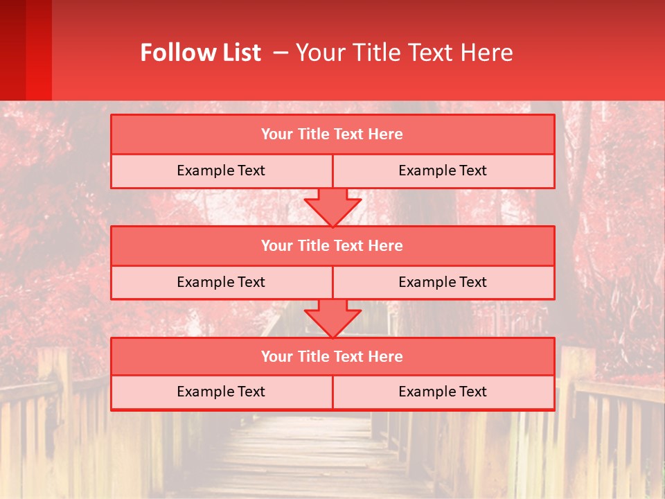 A Picture Of A Red Forest With Stairs PowerPoint Template