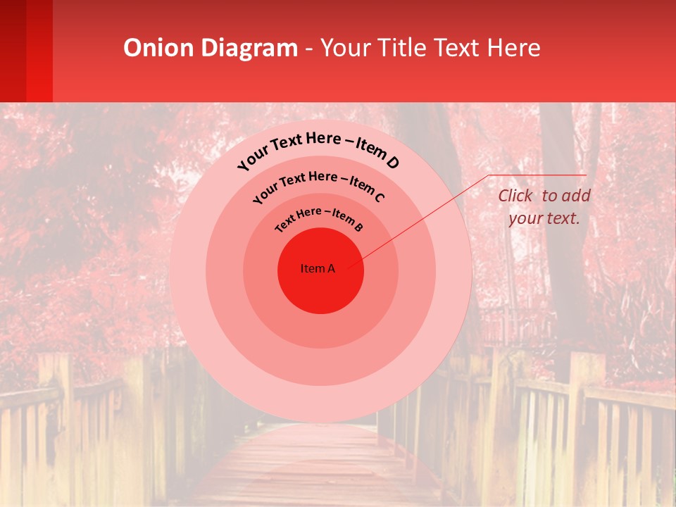 A Picture Of A Red Forest With Stairs PowerPoint Template