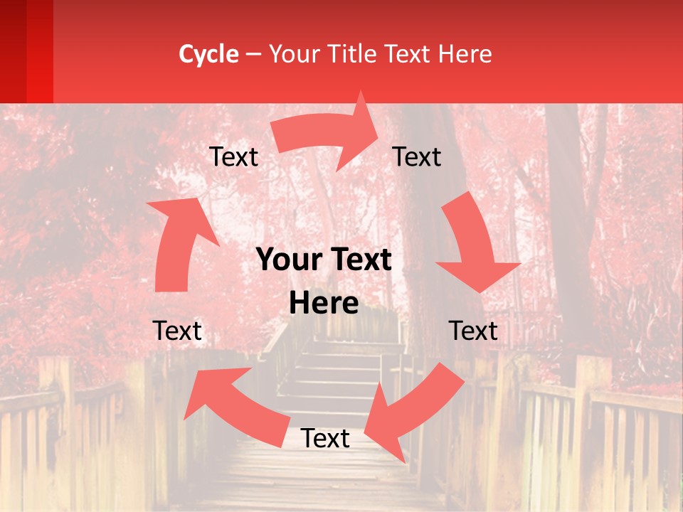A Picture Of A Red Forest With Stairs PowerPoint Template