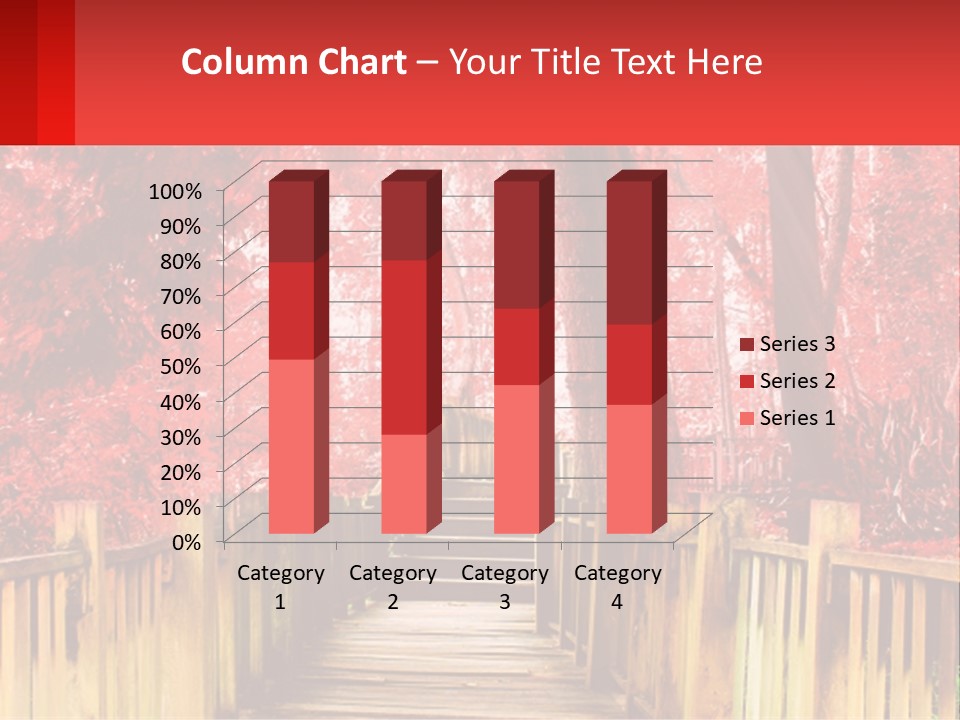 A Picture Of A Red Forest With Stairs PowerPoint Template