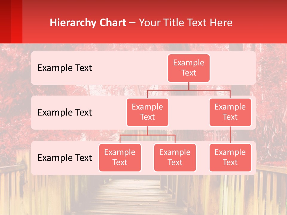 A Picture Of A Red Forest With Stairs PowerPoint Template