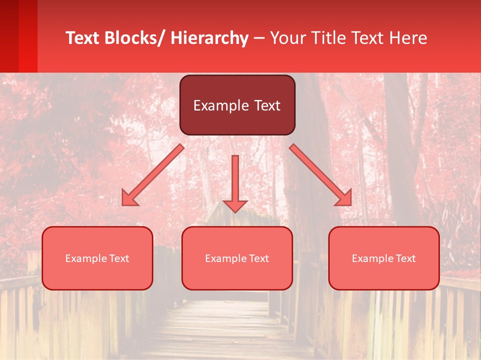 A Picture Of A Red Forest With Stairs PowerPoint Template