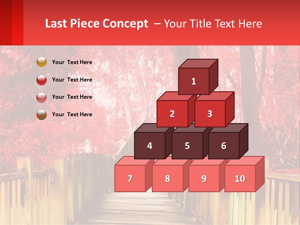 A Picture Of A Red Forest With Stairs PowerPoint Template