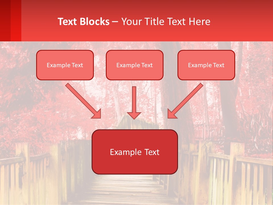 A Picture Of A Red Forest With Stairs PowerPoint Template