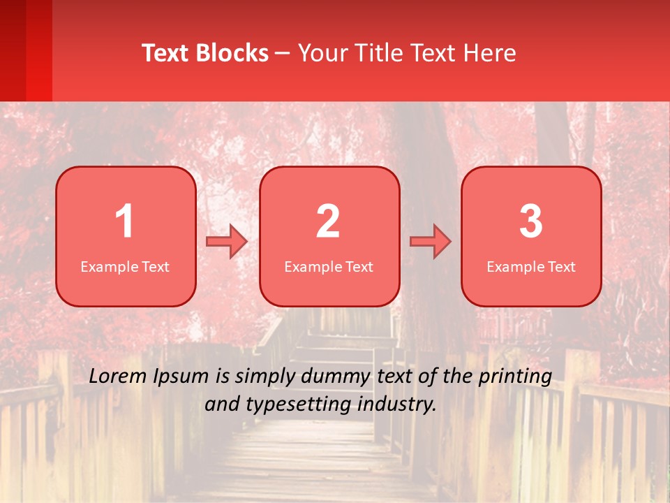 A Picture Of A Red Forest With Stairs PowerPoint Template