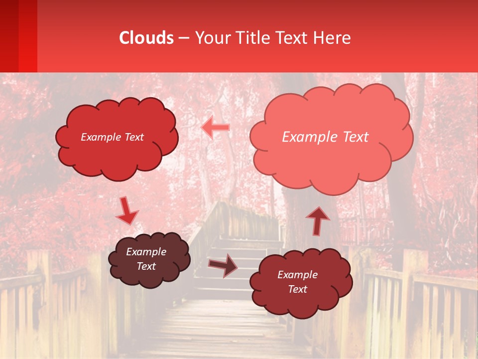 A Picture Of A Red Forest With Stairs PowerPoint Template