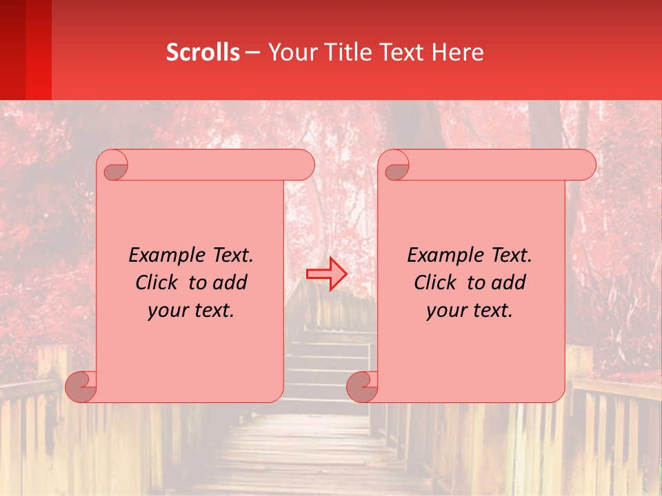 A Picture Of A Red Forest With Stairs PowerPoint Template