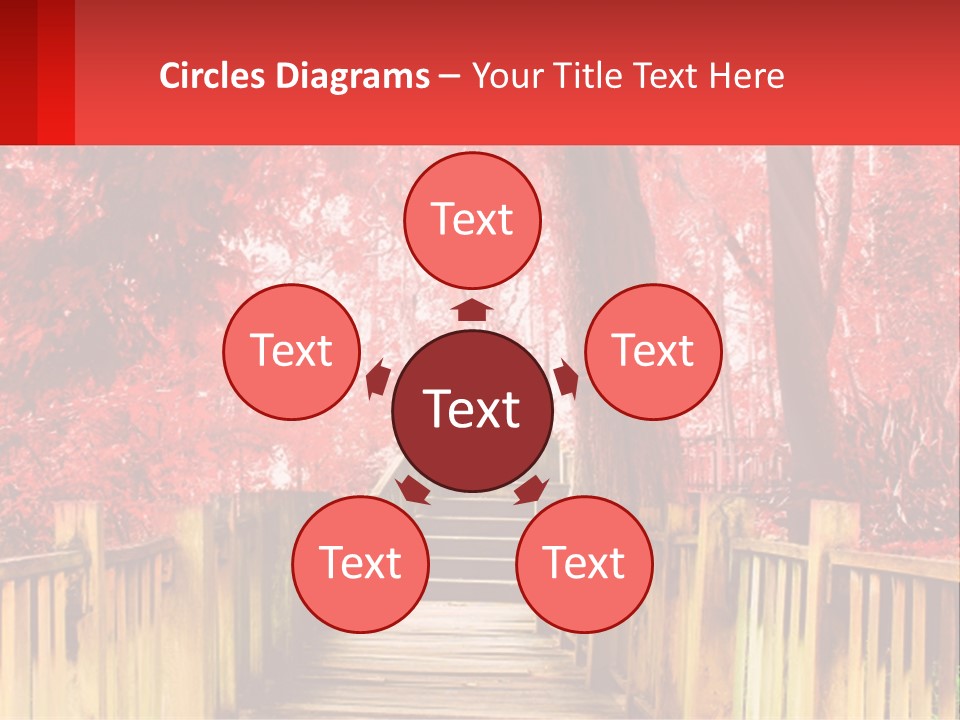 A Picture Of A Red Forest With Stairs PowerPoint Template