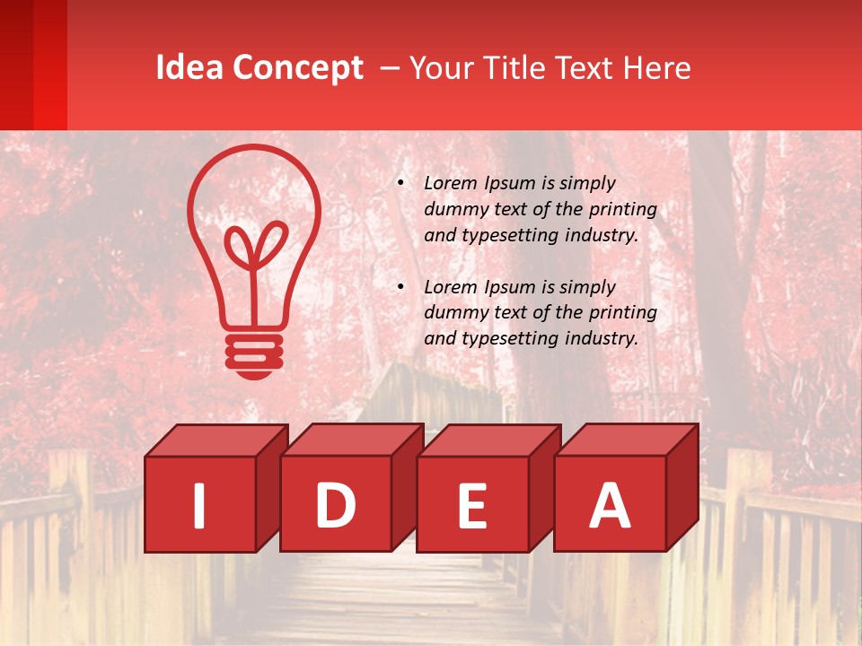 A Picture Of A Red Forest With Stairs PowerPoint Template