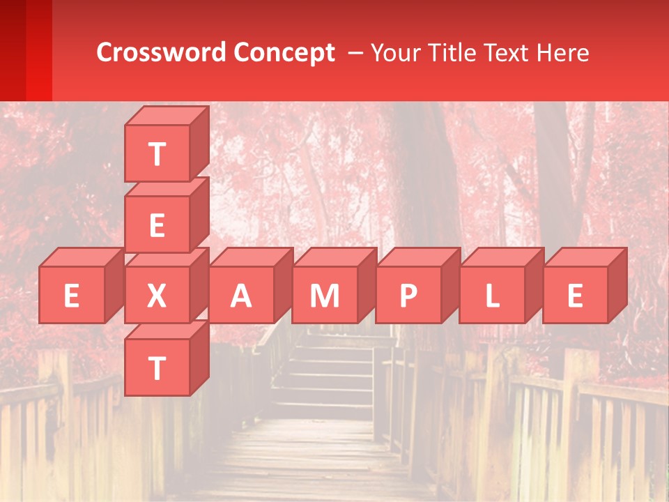 A Picture Of A Red Forest With Stairs PowerPoint Template