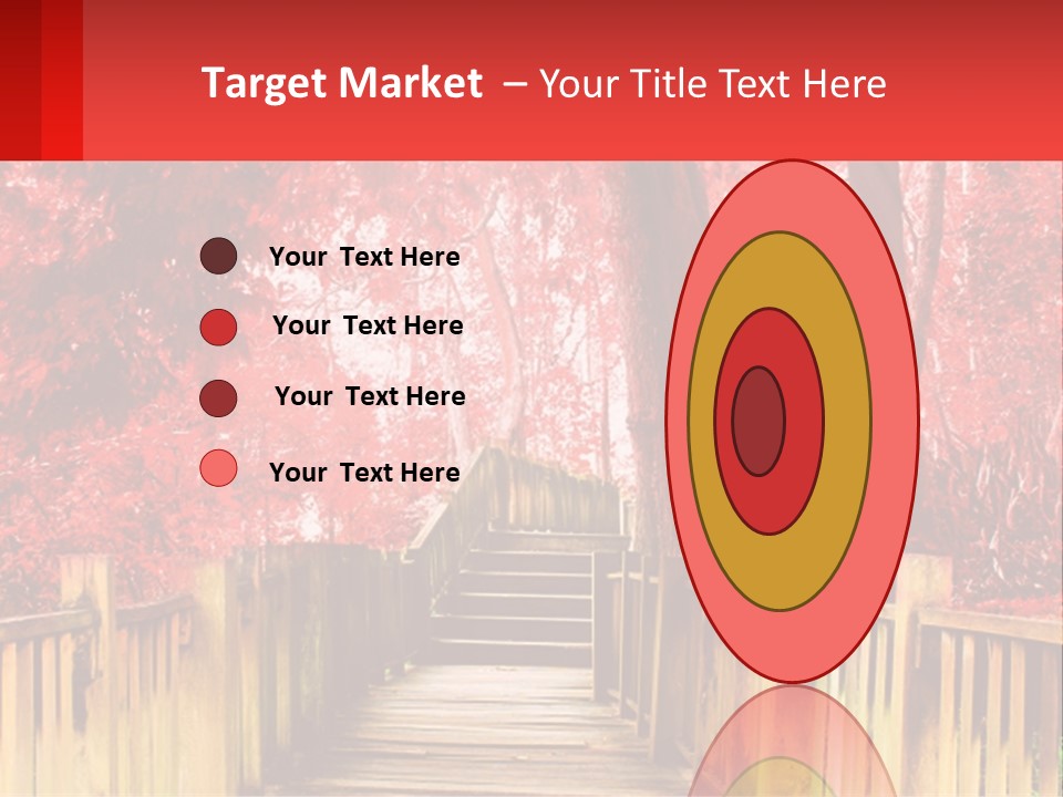 A Picture Of A Red Forest With Stairs PowerPoint Template