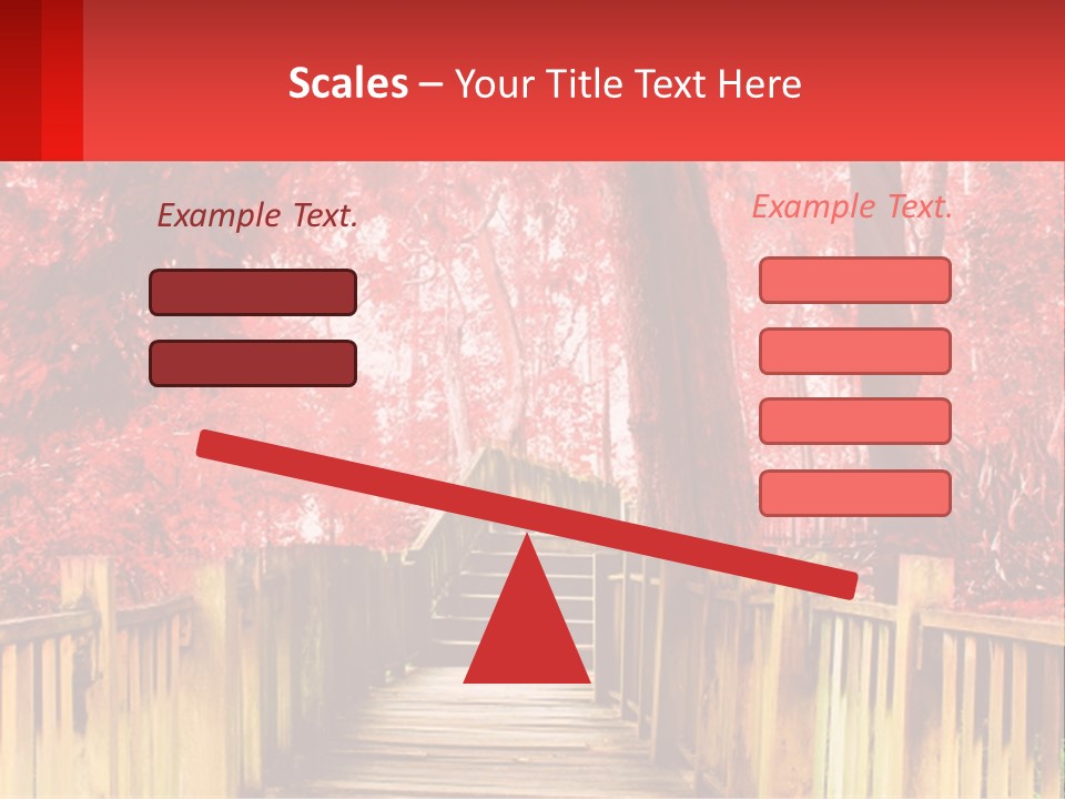 A Picture Of A Red Forest With Stairs PowerPoint Template